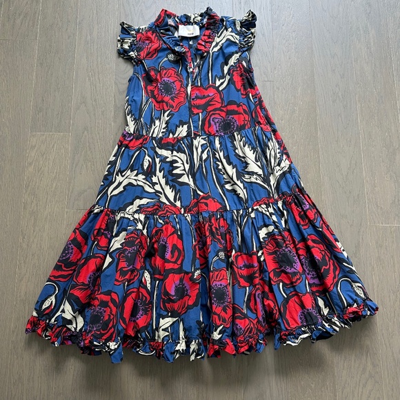 La DoubleJ Short and Sassy Red Blue Cotton Poplin Fit Flare Mini Dress SMALL - Picture 2 of 12